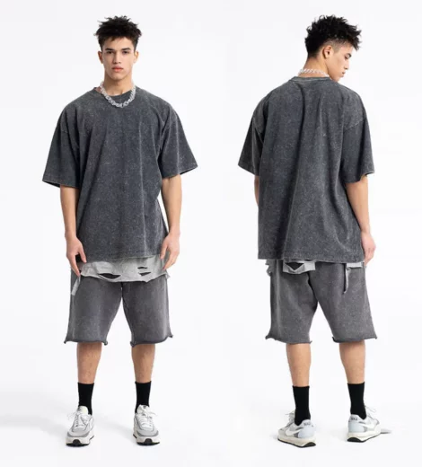 Stone wash vinatge mens short twin set