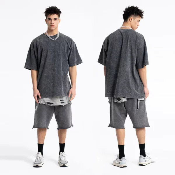 Stone wash vinatge mens short twin set