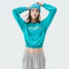 Woman cropped crew neck sweatshirt with custom embroidery - Image 2