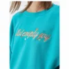 Woman cropped crew neck sweatshirt with custom embroidery - Image 5