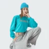 Woman cropped crew neck sweatshirt with custom embroidery - Image 4