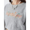 Woman cropped crew neck sweatshirt with custom embroidery - Image 9