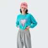 Custom silk screen printing cropped crew neck jumpers for woman - Image 2