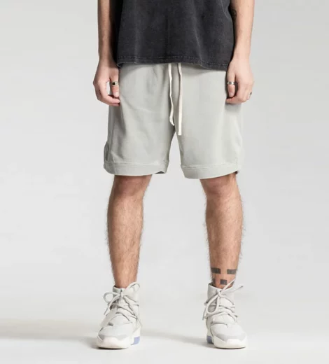 Vintage wash men cut and sew sweat shorts