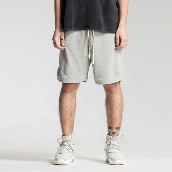 Vintage wash men cut and sew sweat shorts
