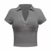 Your own label v neck crop rib polo - Image 11