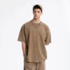 heavy weight mens shot sleeve crew neck acid wash t-shirt - Image 2