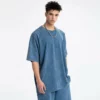heavy weight mens shot sleeve crew neck acid wash t-shirt - Image 6