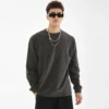 mens long sleve t shirt with ribbed collar - Image 2