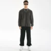 mens long sleve t shirt with ribbed collar - Image 4