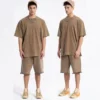 Mens heavyweight acid wash t shirt with shorts summer twin set - Image 3