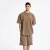 Mens heavyweight acid wash t shirt with shorts summer twin set - Image 2