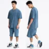 Mens heavyweight acid wash t shirt with shorts summer twin set - Image 7