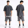 Mens heavyweight acid wash t shirt with shorts summer twin set - Image 9