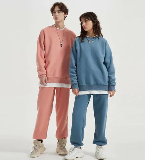 Custom couple tracksuit unisex loose fit tracksuit