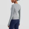 woman long sleeve slim fit thumb hole gym t-shirt - Image 11