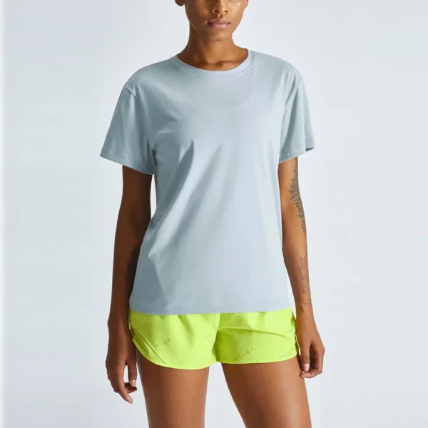 ladies fitness moisture-wicking sport t-shirt with mesh back