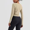 OEM woman tight fit athletic long sleeve t-shirt - Image 3