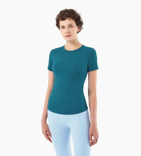 woman short sleeve workout slim fit gym t shirt bulk sale
