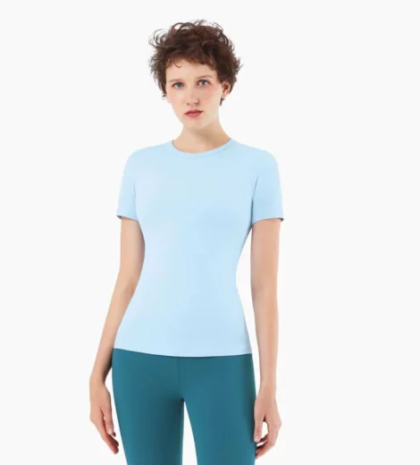 Short sleeve woman workout bulk slim fit gym t shirt sale