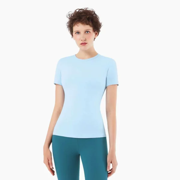 Short sleeve woman workout bulk slim fit gym t shirt sale