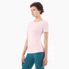 Short sleeve woman workout bulk slim fit gym t shirt sale - Image 7