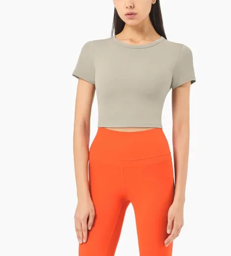 customized round neck crop top workout t-shirt