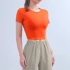 customized round neck crop top workout t-shirt - Image 5