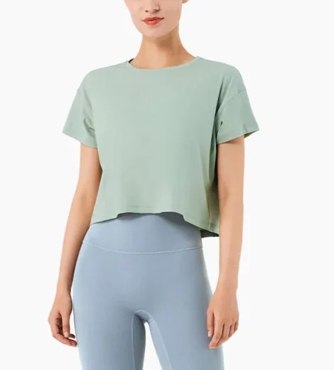 ladies athletic cropped top sport boxy t-shirt factory