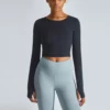 customized cropped long sleeve t-shit with thumb hole - Image 2