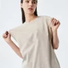 Womens longline cap sleeve stone washed t shirt - Image 3