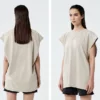 Womens longline cap sleeve stone washed t shirt - Image 5