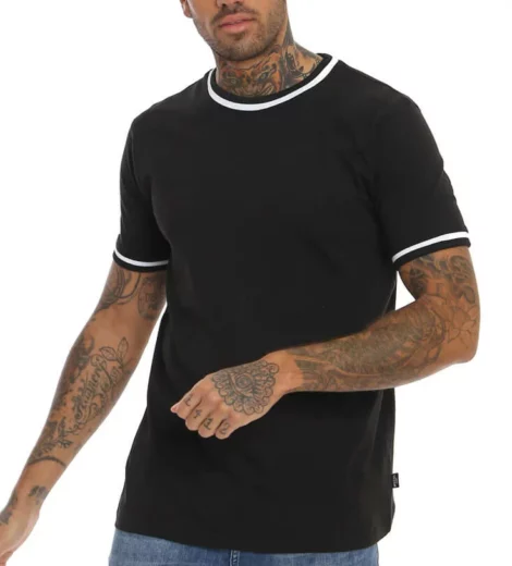 95%cotton 5%spandex ribbed neck t shirt