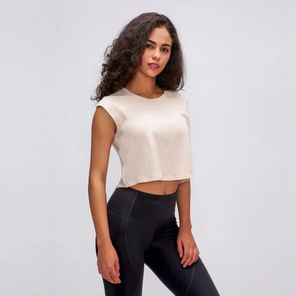 Womens cropped cap sleeve t shirt