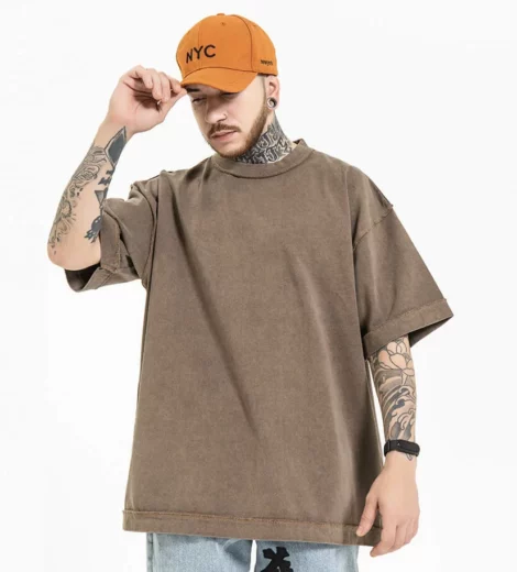 Loose fit vintage wash heavyweight t shirt
