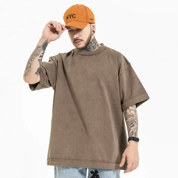 Loose fit vintage wash heavyweight t shirt