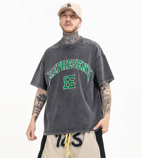 3d embroidery vintage wash t shirt