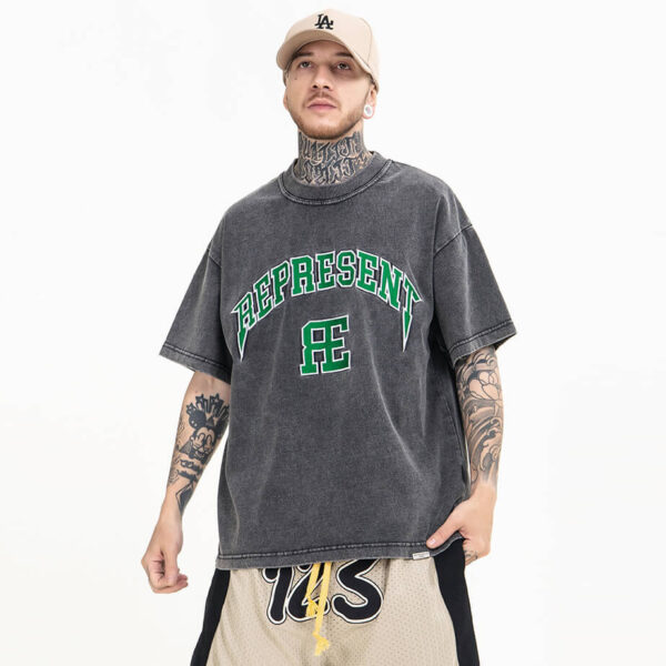 3d embroidery vintage wash t shirt