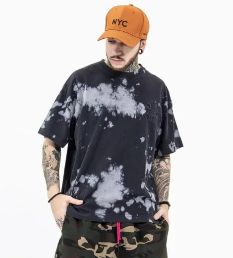 Bleach wash loose fit t shirt