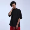 high neck drop shoulder 90s style t-shirt - Image 4