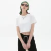 Blank white short sleeve crop top women - Image 2