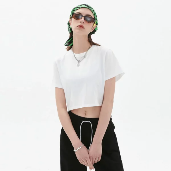 Blank white short sleeve crop top women