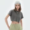Blank white short sleeve crop top women - Image 10