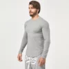 Custom long sleeve slim fit curved hem t shirt for man - Image 10