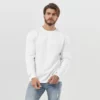 Long sleeve plain white fitness t shirt man - Image 2