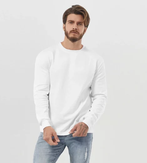 Long sleeve plain white fitness t shirt man