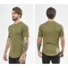 Mens slim fit curved hem gym t shirt wholesale - Image 3