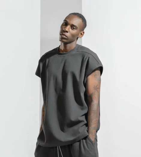 Cap sleeve heavyweight boxy fit t shirt man