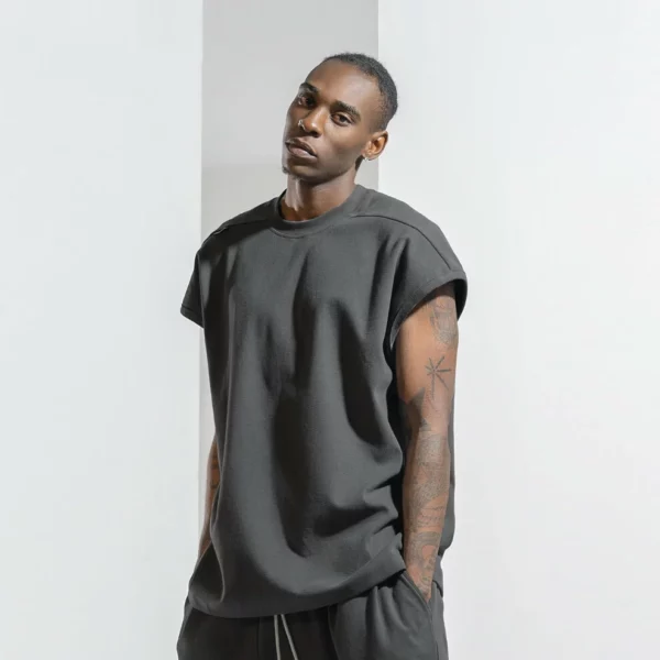 Cap sleeve heavyweight boxy fit t shirt man
