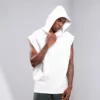 Oversized workout cap sleeve tank hoodie pullover - Image 3